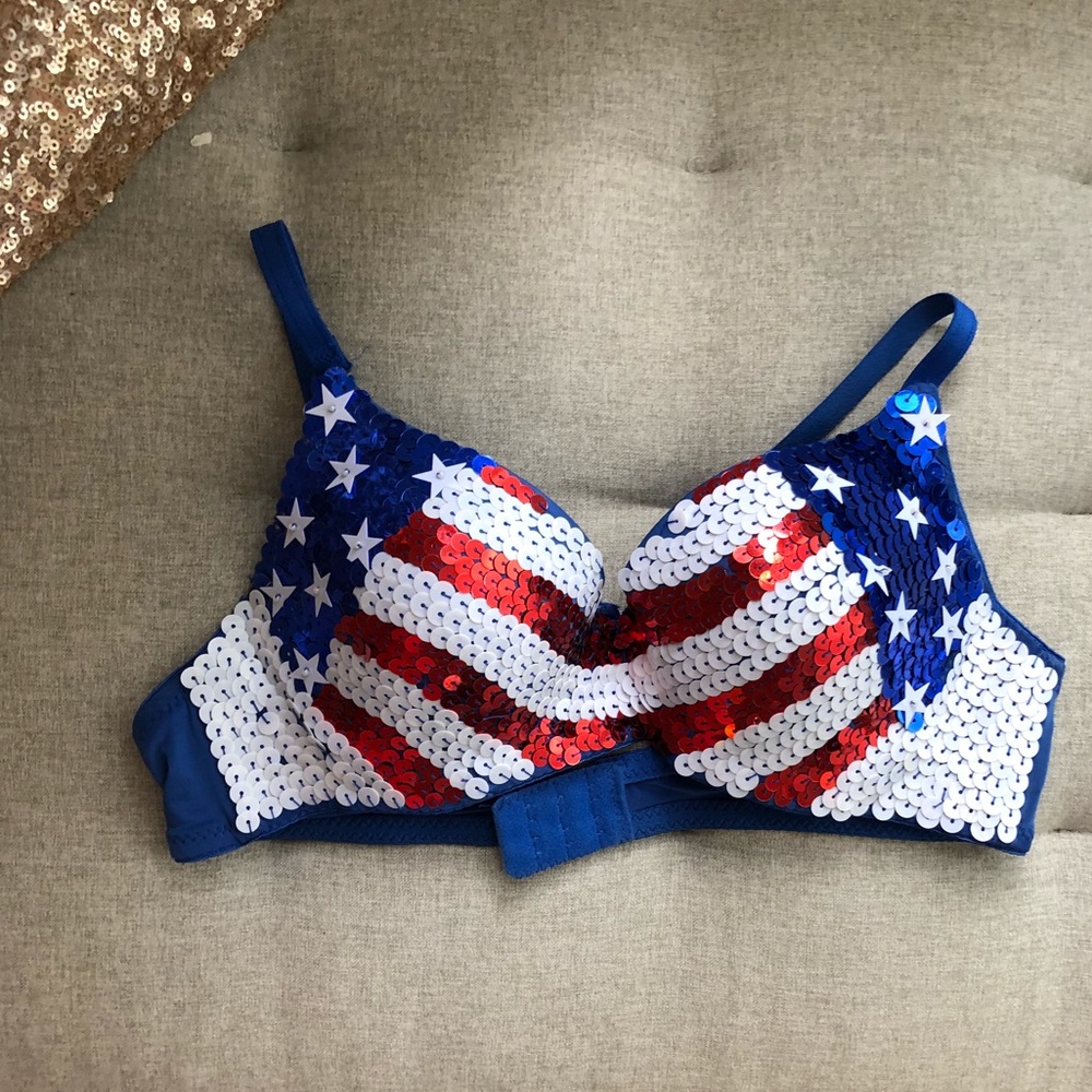American Flag Sequin Bra! 🇺🇸